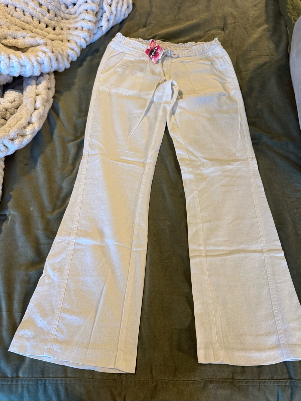 Roxy white Drawstring Oceanside Pants size XS